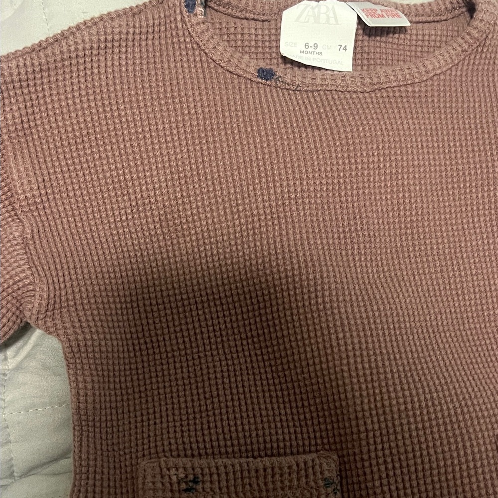 Zara Mauve Ribbed Baby Top & Floral Leggings Set - Picture 4 of 4